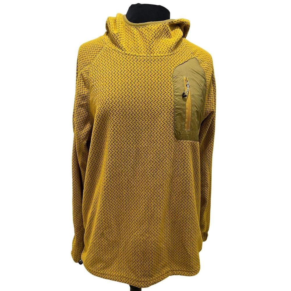 Textured Zig-Zag Fleece Scuba Hoodie Mustard Yellow Technical‎ Mid-Layer Medium